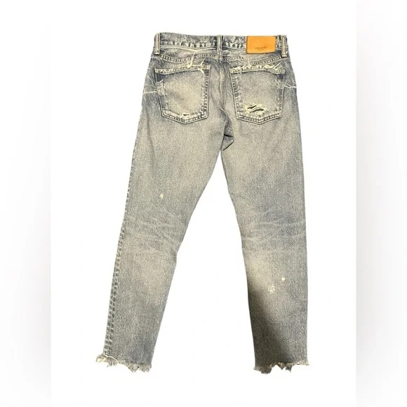 Moussy Vintage Denim Kelley Tapered Distressed Raw Hem Jeans, pre-owned, size 25 - Picture 14 of 16